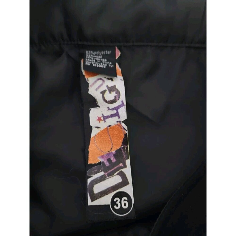 Desigual Womens Size XS Black Wool Blend Patchwork Button Front Mini Skirt - Picture 5 of 13